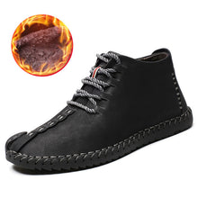 Laden Sie das Bild in den Galerie-Viewer, 2019 Winter Shoes Men Warm Boots Men Fur High Quality Split Leather Wterproof Ankle Snow Boots Lace-Up Comfortable New Big size